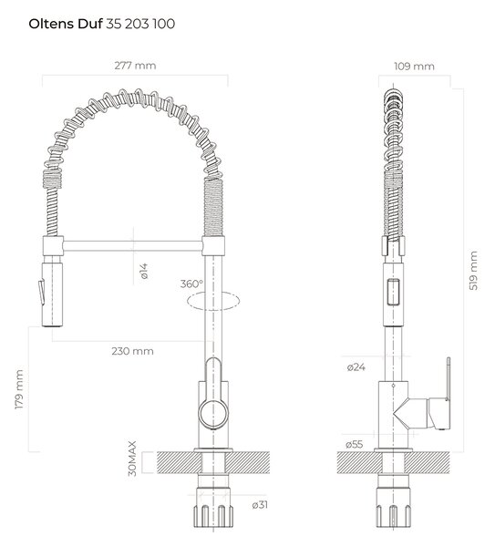 Oltens Duf baterie bucătărie pe picior crom 35203100