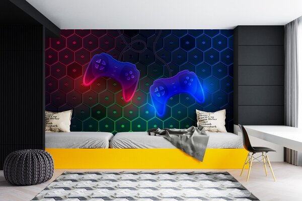 Tapet Imagine de fundal joc cu joystick-uri în culori închise, Fototapet Abstract, w02904 : Uwalls.ro