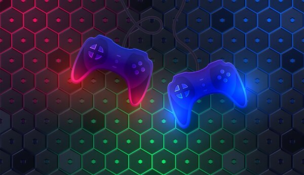 Tapet Imagine de fundal joc cu joystick-uri în culori închise, Fototapet Abstract, w02904 : Uwalls.ro