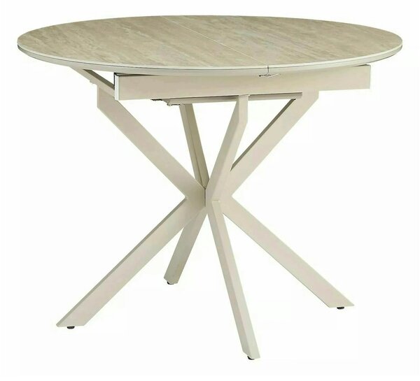 Masă extensibilă GASTON, bej/cașmir, ceramică/metal/MDF, 100–135x100x7