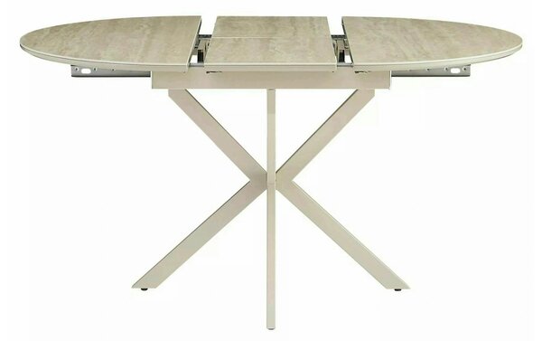 Masă extensibilă GASTON, bej/cașmir, ceramică/metal/MDF, 100–135x100x7