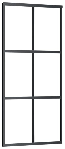 Ușă glisantă, negru, 90x205 cm, sticlă ESG și aluminiu