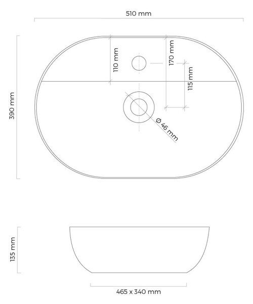 Oltens Hamnes lavoar 51x39 cm ovale de blat alb luciu 41313000