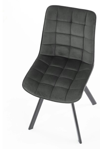 Scaun tapitat modern K332, gri/negru, stofa catifelata/metal, 46X61X84