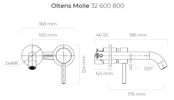Oltens Molle baterie lavoar ascuns auriu strălucitor 32600800