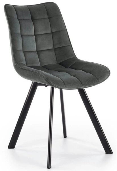 Scaun tapitat modern K332, gri/negru, stofa catifelata/metal, 46X61X84