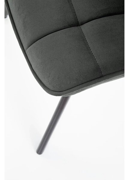Scaun tapitat modern K332, gri/negru, stofa catifelata/metal, 46X61X84