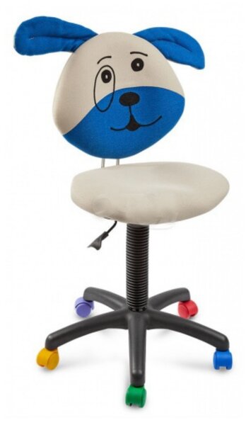 Scaun de birou pentru copii Dog, textil microsolco, gri/albastru