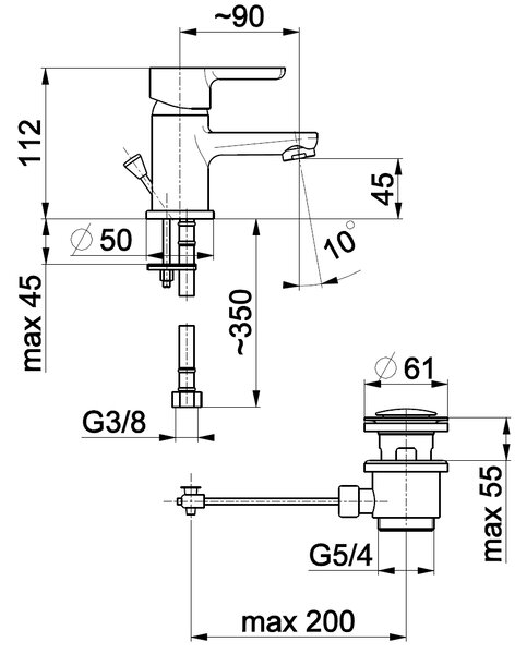 KFA Armatura Granat baterie lavoar stativ crom 5522-815-00
