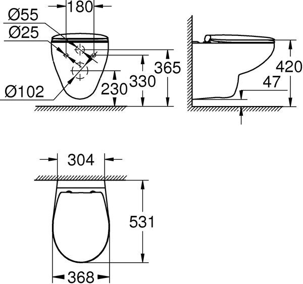 Grohe Bau Ceramic vas wc cu capac soft-close agăţat fără margine alb 39351000