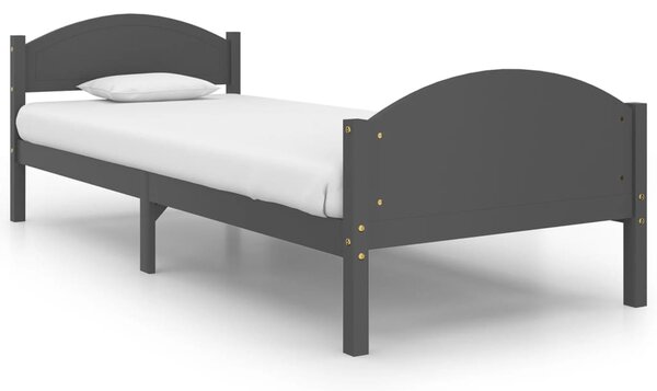 Cadru de pat, gri închis, 90x200 cm, lemn masiv pin
