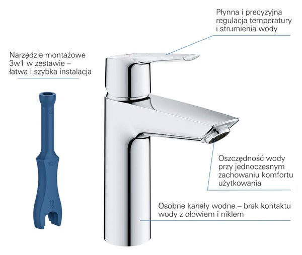 Grohe Start baterie lavoar stativ StarLight Chrome 24204002