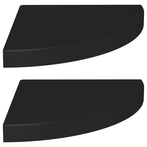 Rafturi colț de perete, 2 buc., negru, 35x35x3,8 cm, MDF