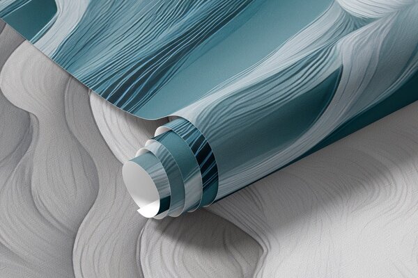 Tapet Val oceanic spumos în stil paper-cut, Fototapet Marea, w08694 : Uwalls.ro