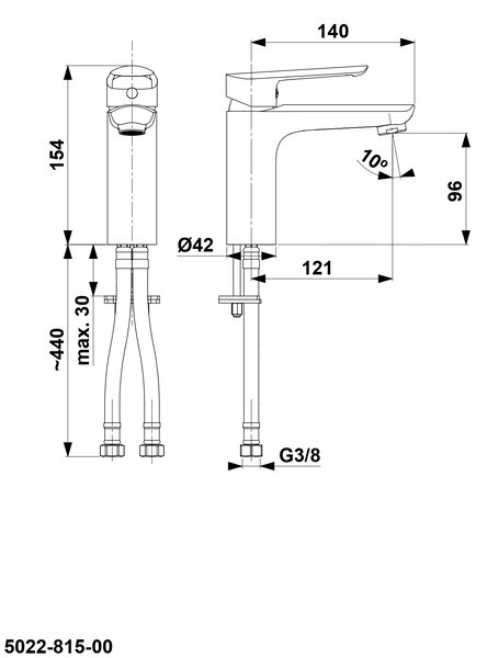 KFA Armatura Tanzanit baterie lavoar stativ crom 5022-815-00