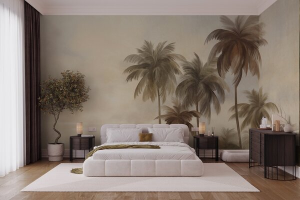Tapet Palmieri, peisaj tropical, artă texturată, Fototapet Natură, w09938 : Uwalls.ro