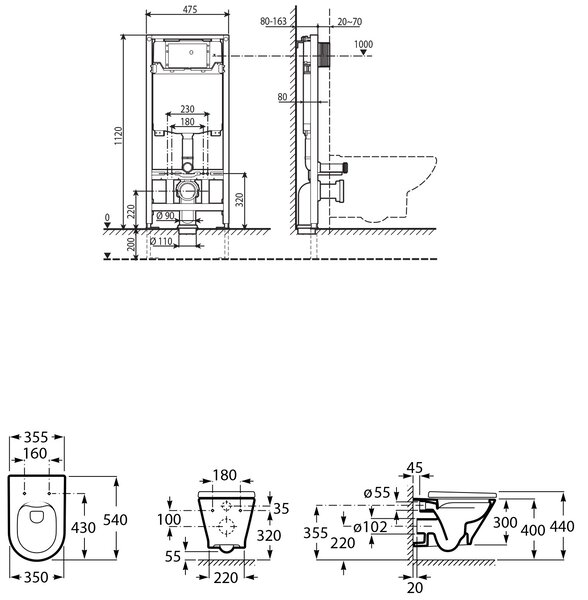 Roca Gap Round set wc cadru cu capac A893104470