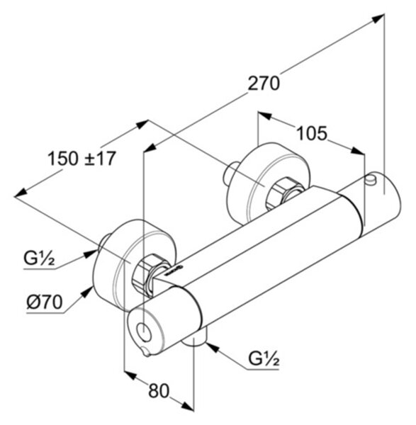 Kludi Basic baterie de duș perete cu termostat crom 350020538