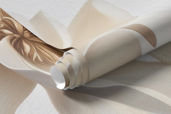 Tapet O ramură de copac cu flori delicate de magnolie și petale care cad, Fototapet Flori, w08706 : Uwalls.ro