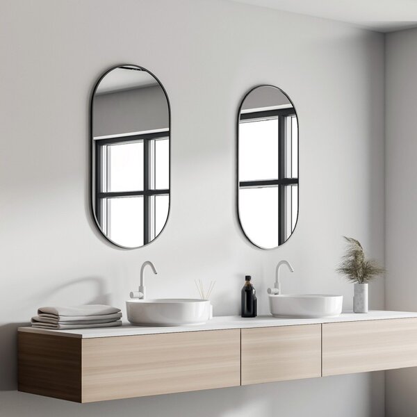 Ars Longa Scandi oglindă 40x80 cm oval negru SCANDI4080-C
