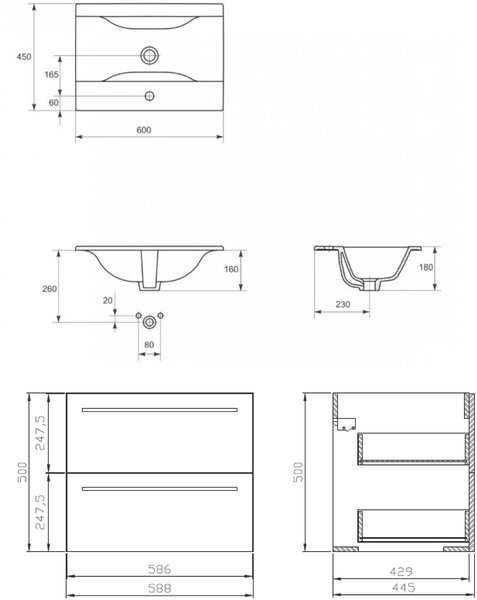 Cersanit Ontario lavoar cu dulap 60 cm alb S801-068-DSM