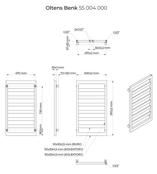 Oltens Benk calorifer de baie scară 91x50 cm alb 55004000