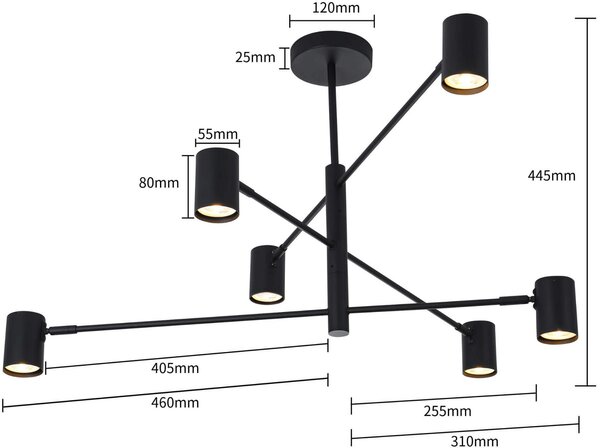 Light Prestige Snow lampă de tavan 6x50 W negru LP-731/6PBK