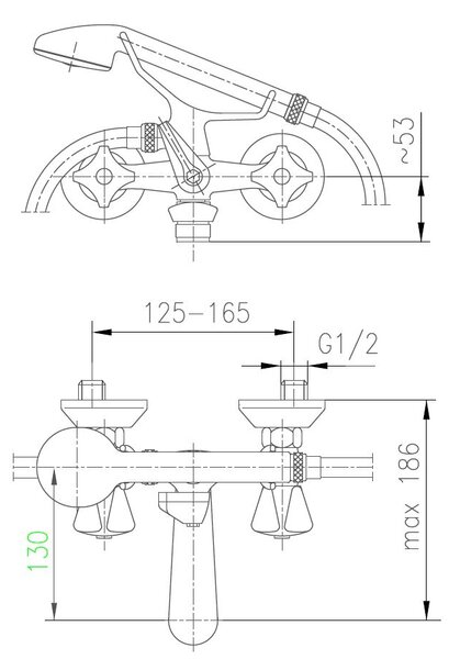 KFA Armatura Standard baterie cadă-duș perete crom 304-120-00