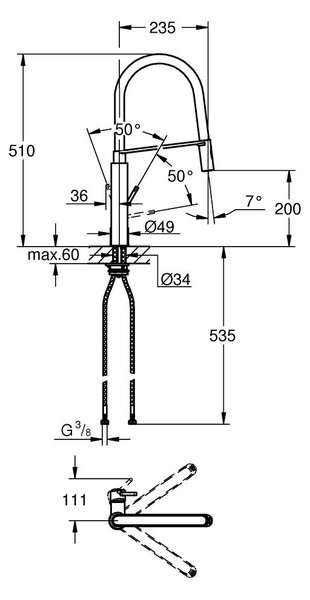 Grohe Concetto baterie bucătărie pe picior SuperSteel 31491DC0
