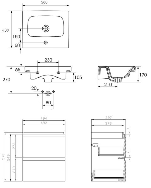Cersanit Moduo lavoar cu dulap 50 cm alb S801-230-DSM
