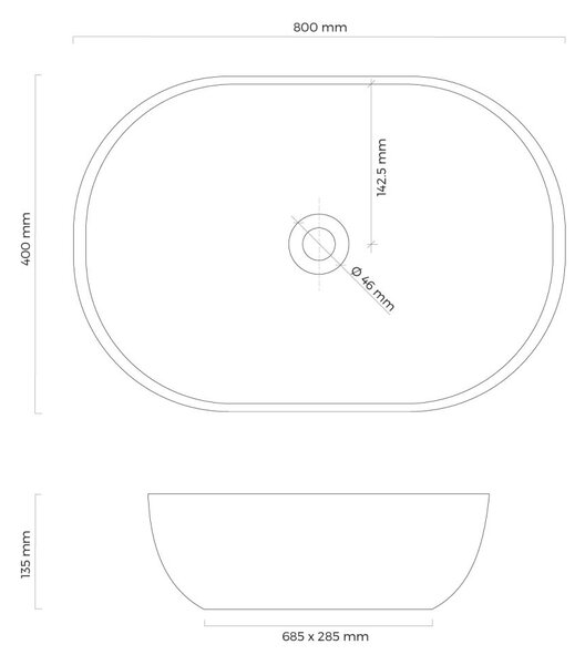 Oltens Hamnes lavoar 80x40 cm ovale de blat alb luciu 40321000