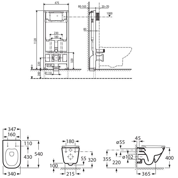 Roca Gap Square set wc cadru cu capac A893104500