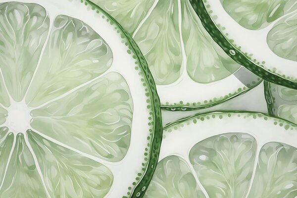 Tapet Citrice cercuri imitație acuarelă nuanță verde, Fototapet alimente și băuturi, w03026 : Uwalls.ro