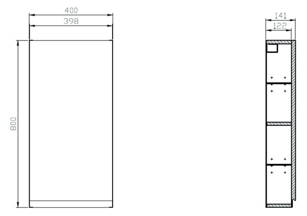 Cersanit Moduo dulap 40x14.1x80 cm laterala pe perete alb K116-018
