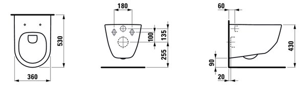 Laufen Pro A vas wc cu capac soft-close agăţat fără margine alb H8669560000001