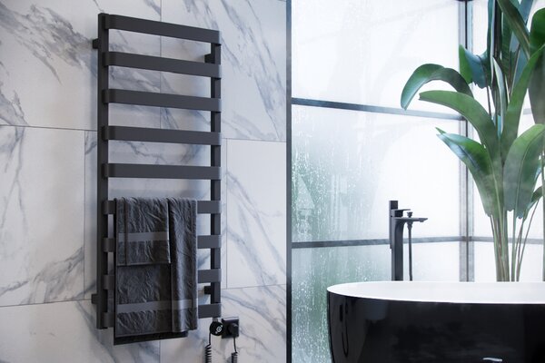 Excellent Meteor calorifer de baie decorativ 111x50 cm negru GREX.ME111.BL