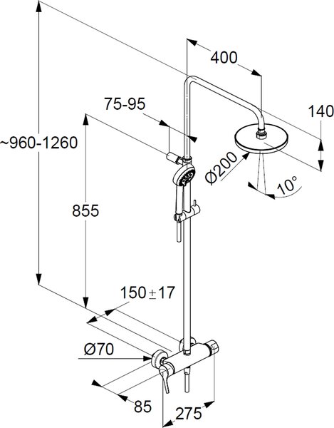 Kludi Dual Shower System set de duș perete crom 6808505-00