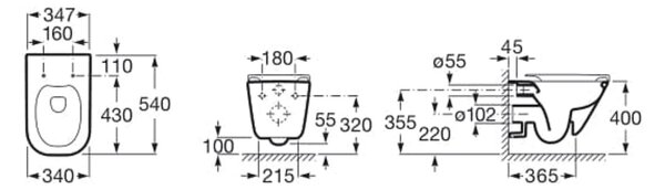 Roca Gap vas wc agăţat fără margine alb A34647L000