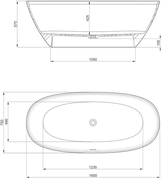 Roca Ariane cadă freestanding 165x75 cm ovală alb A248470000