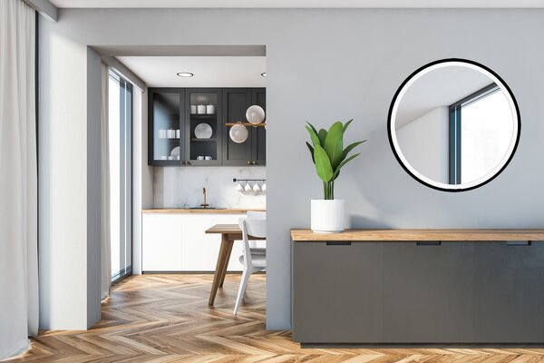 Venti Rund Led oglindă 70x70 cm rotund cu iluminare negru 5907459662634
