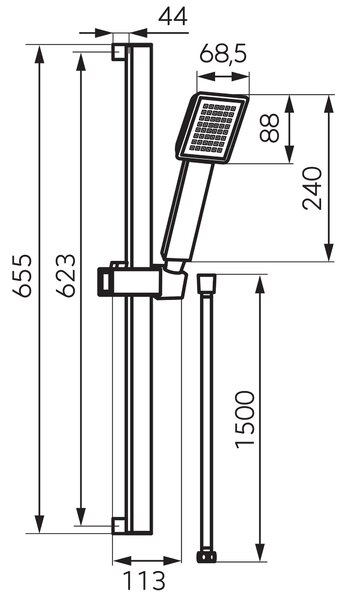 Ferro Sinus set de duș perete negru N170BL-B