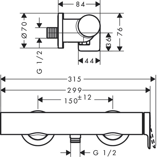Hansgrohe Vivenis baterie de duș perete alb 75620700