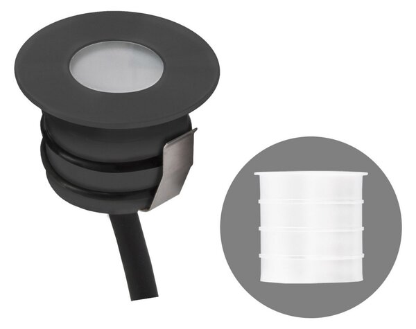 EVN 441520A Corp de iluminat LED încastrat în pardoseală, 12 V c.c., 0,6 W, Negru, Metal, Modern, Corpuri de iluminat încastrate rotunde