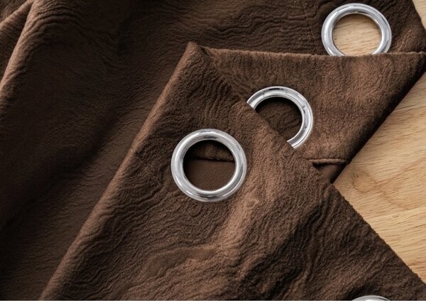 Draperie opaca DUNES VELVET 140x250 cm, maro Agatat: Inele metalice