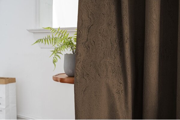 Draperie opaca DUNES VELVET 140x250 cm, maro Agatat: Inele metalice