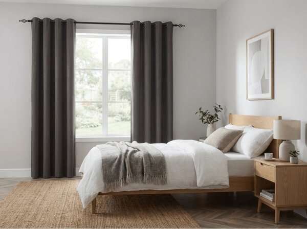Draperie opaca DUNES VELVET 140x250 cm, gri inchis Agatat: Inele metalice