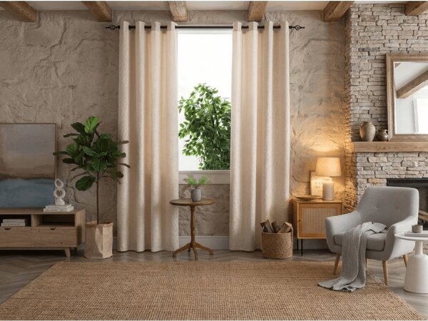 Draperie opaca DUNES VELVET 140x250 cm, crem Agatat: Inele metalice