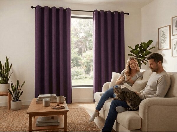 Draperie opaca DUNES VELVET 140x250 cm, mov Agatat: Inele metalice
