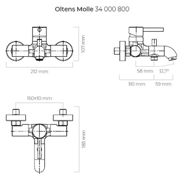 Oltens Molle baterie cadă-duș perete auriu strălucitor 34000800