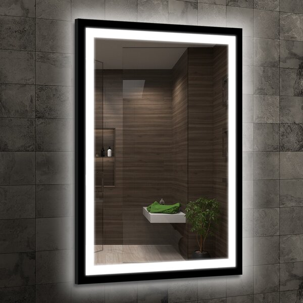 Venti Luxled oglindă 60x80 cm dreptunghiular cu iluminare negru 5907459662450